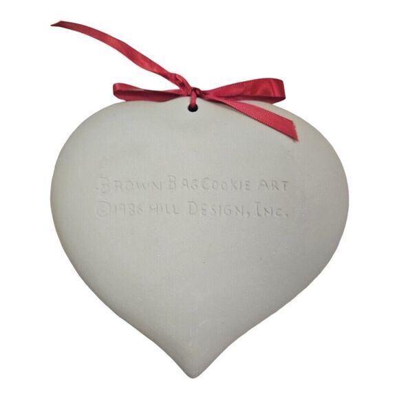 Brown Bag Cookie Art Clay Mold Heart Tulips Folk Art Hill Design, Inc 1986 - Picture 2 of 3
